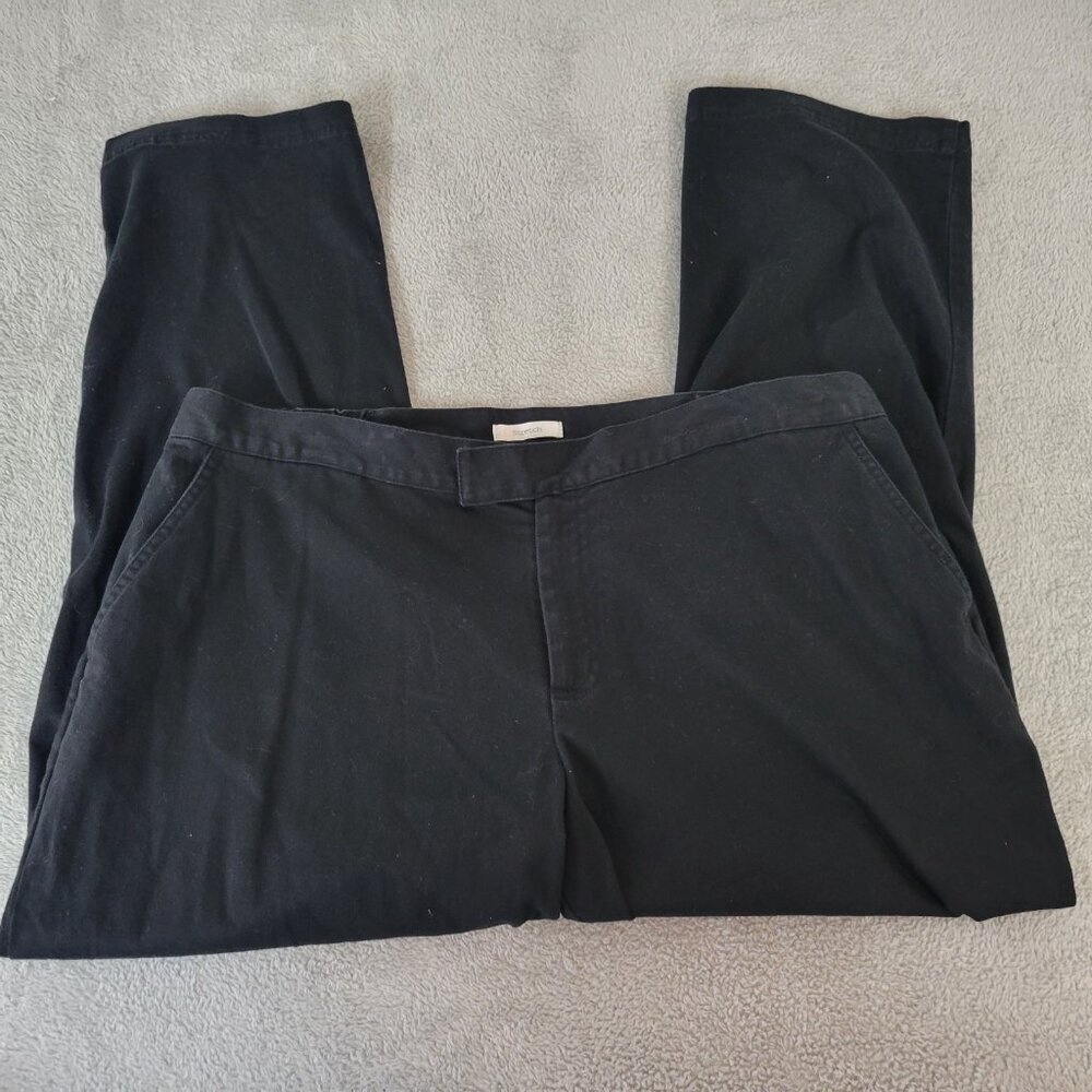 CJ Banks Women's 16W Black Cropped Pants Elastic Waist Stretch Straight BLA122E